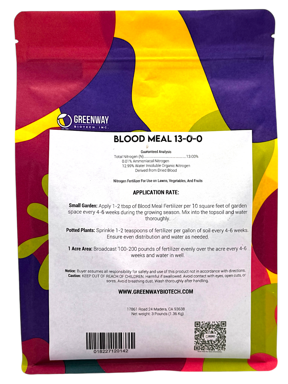 Organic Blood Meal Fertilizer 13-0-0 3 Pounds